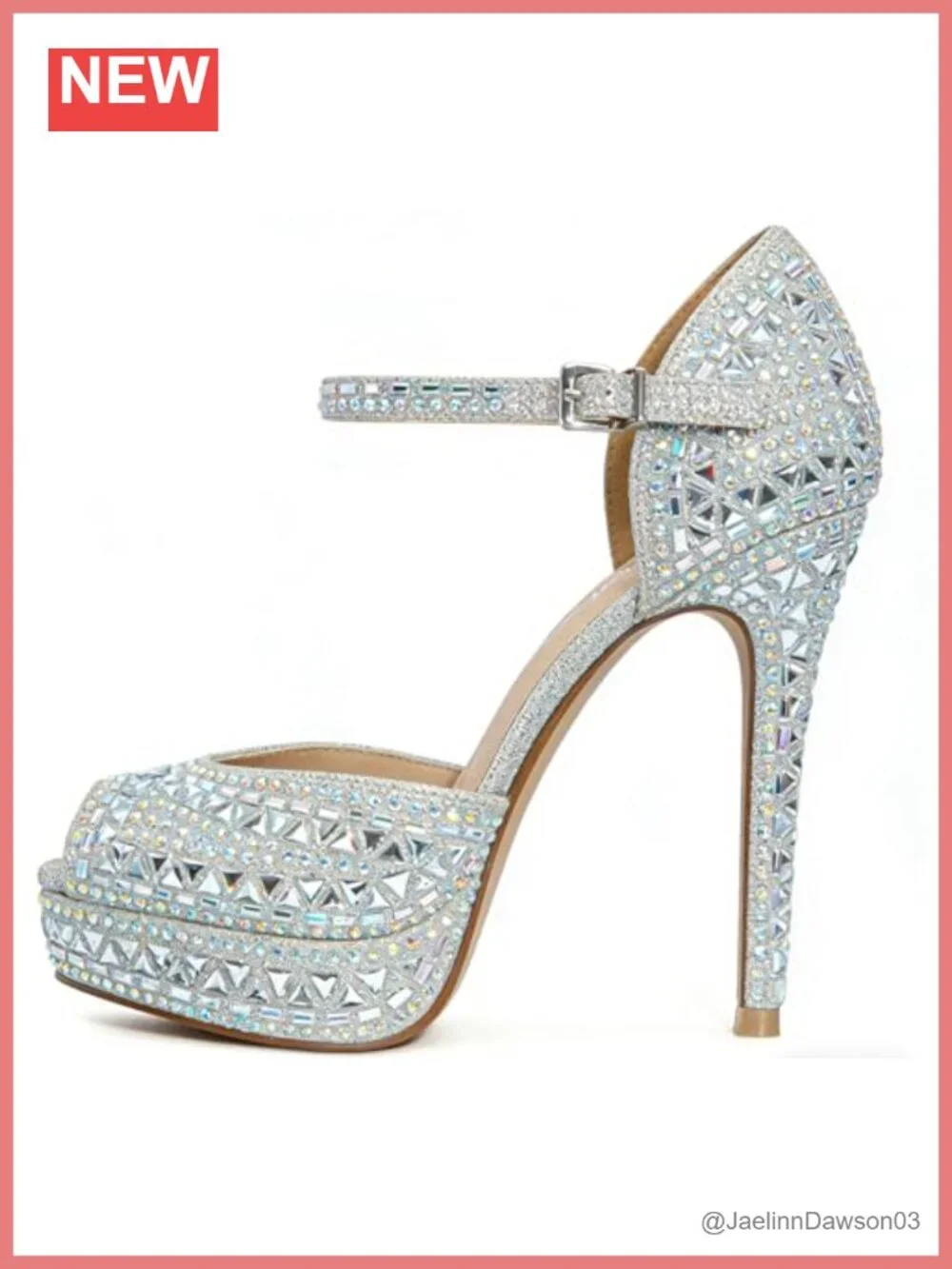 Sparkly Rhinestone Peep Toe Platform Stiletto Heels for Women Wedding Party